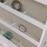 Traditional Chinese Rectangular Solid Wood Jewelry Storage Cabinet with Glass Panel, MDF Construction, and Full-Length Mirror for Bedroom