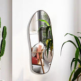 Modern Minimalist Teardrop-Shaped Solid Wood Floor/Wall Mirror — Full-Length Glass Bedroom Mirror