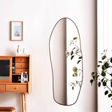 Modern Minimalist Teardrop-Shaped Solid Wood Floor/Wall Mirror — Full-Length Glass Bedroom Mirror