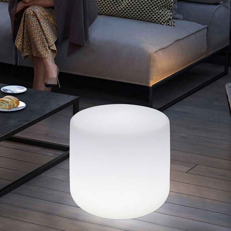 Modern Minimalist Cylindrical PE Outdoor LED Coffee Table - Waterproof, Remote-Controlled, Illuminated, 1-Tier for Patio