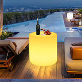 Modern Minimalist Cylindrical PE Outdoor LED Coffee Table - Waterproof, Remote-Controlled, Illuminated, 1-Tier for Patio