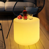 Modern Minimalist Cylindrical PE Outdoor LED Coffee Table - Waterproof, Remote-Controlled, Illuminated, 1-Tier for Patio