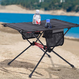 Modern Minimalist Rectangular Aluminum Alloy Folding Outdoor Coffee Table with High-Density Spring-Wire Nylon Mesh Top – 1-Tier Garden Table