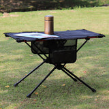 Modern Minimalist Rectangular Aluminum Alloy Folding Outdoor Coffee Table with High-Density Spring-Wire Nylon Mesh Top – 1-Tier Garden Table