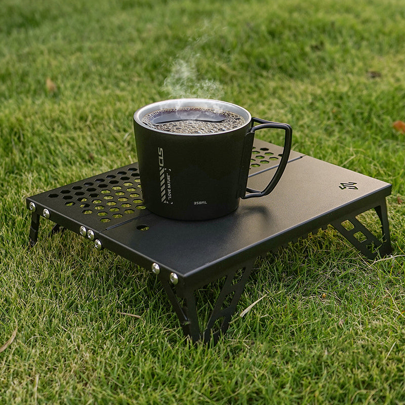 Modern Minimalist Rectangular Aluminum Alloy Outdoor Folding Coffee Table – 1-Tier, Lightweight & Durable for Garden, Patio or Camping