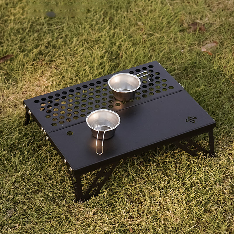 Modern Minimalist Rectangular Aluminum Alloy Outdoor Folding Coffee Table – 1-Tier, Lightweight & Durable for Garden, Patio or Camping