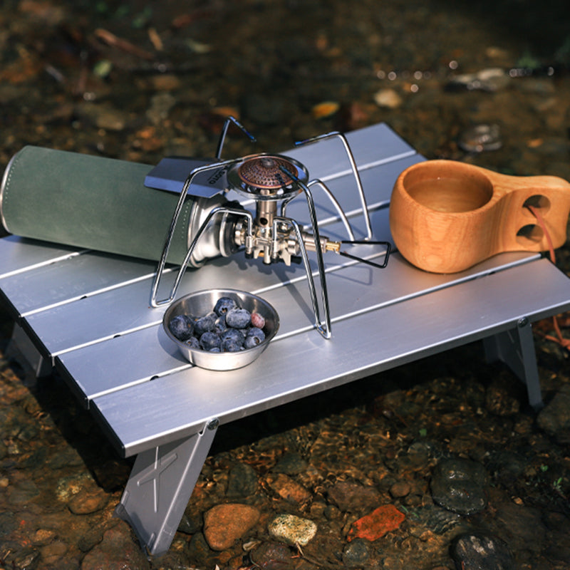 Modern Minimalist Rectangular Aluminum Alloy Folding Coffee Table, 1-Tier, Outdoor, Camping & Garden