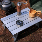 Modern Minimalist Rectangular Aluminum Alloy Folding Coffee Table, 1-Tier, Outdoor, Camping & Garden