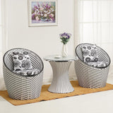 Modern Minimalist Curved Iron Patio Dining Set with PE Rattan and Tempered Glass – Outdoor 1-Tier Design