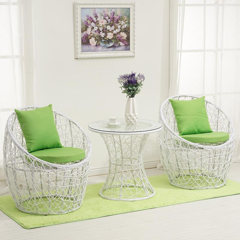 Modern Minimalist Curved Iron Patio Dining Set with PE Rattan and Tempered Glass – Outdoor 1-Tier Design