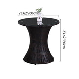 Modern Minimalist Curved Iron Patio Dining Set with PE Rattan and Tempered Glass – Outdoor 1-Tier Design
