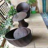 Modern Minimalist Curved Iron Patio Dining Set with PE Rattan and Tempered Glass – Outdoor 1-Tier Design
