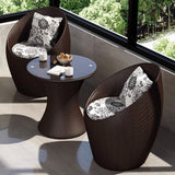 Modern Minimalist Curved Iron Patio Dining Set with PE Rattan and Tempered Glass – Outdoor 1-Tier Design