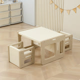 Modern Nordic Rectangular Kids Desk & Chair Set in Hollow-PE for Home Office