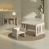Modern Nordic Rectangular Kids Desk & Chair Set in Hollow-PE for Home Office