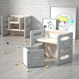 Modern Nordic Rectangular Kids Desk & Chair Set in Hollow-PE for Home Office