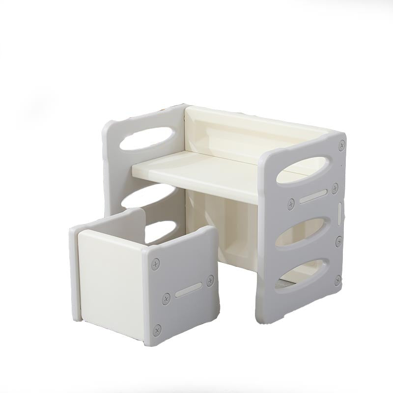 Modern Nordic Rectangular Kids Desk & Chair Set in Hollow-PE for Home Office