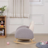Modern Rainbow Teddy Plush Rocking Chair for Kids — Solid Wood, Backrest & Armrests, Ideal for Living Room