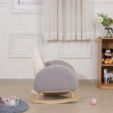 Modern Rainbow Teddy Plush Rocking Chair for Kids — Solid Wood, Backrest & Armrests, Ideal for Living Room