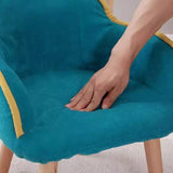 Contemporary Curved Kids' Linen-Cotton Accent Chair with Solid Wood Frame, Backrest and Armrests for Living Room