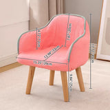 Contemporary Curved Kids' Linen-Cotton Accent Chair with Solid Wood Frame, Backrest and Armrests for Living Room