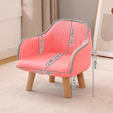 Contemporary Curved Kids' Linen-Cotton Accent Chair with Solid Wood Frame, Backrest and Armrests for Living Room