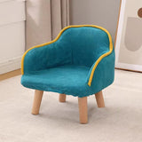 Contemporary Curved Kids' Linen-Cotton Accent Chair with Solid Wood Frame, Backrest and Armrests for Living Room