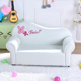 Modern Minimalist Kids Sofa – Rectangular Design with Curved Solid Wood Frame, PU Leather Upholstery, Backrest & Armrests for Living Room