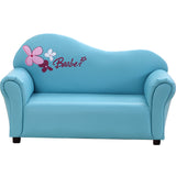 Modern Minimalist Kids Sofa – Rectangular Design with Curved Solid Wood Frame, PU Leather Upholstery, Backrest & Armrests for Living Room
