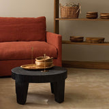 Traditional Rustic Round Coffee Table in Solid Wood – Handcrafted, Low-Profile Sculptural Centerpiece for the Living Room