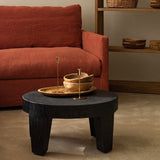 Traditional Rustic Round Coffee Table in Solid Wood – Handcrafted, Low-Profile Sculptural Centerpiece for the Living Room