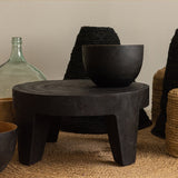 Traditional Rustic Round Coffee Table in Solid Wood – Handcrafted, Low-Profile Sculptural Centerpiece for the Living Room