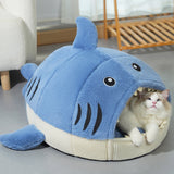 Modern Whimsy Little Shark-Shaped Cat & Dog Bed with Rabbit Fur and PP Cotton – Cozy Bedroom Pet Bed