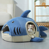 Modern Whimsy Little Shark-Shaped Cat & Dog Bed with Rabbit Fur and PP Cotton – Cozy Bedroom Pet Bed