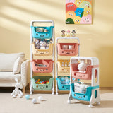 Contemporary Cat-Shaped Kids' PP Storage Shelf — Rectangular, 2/3/4-Tier Organizer for Living Room