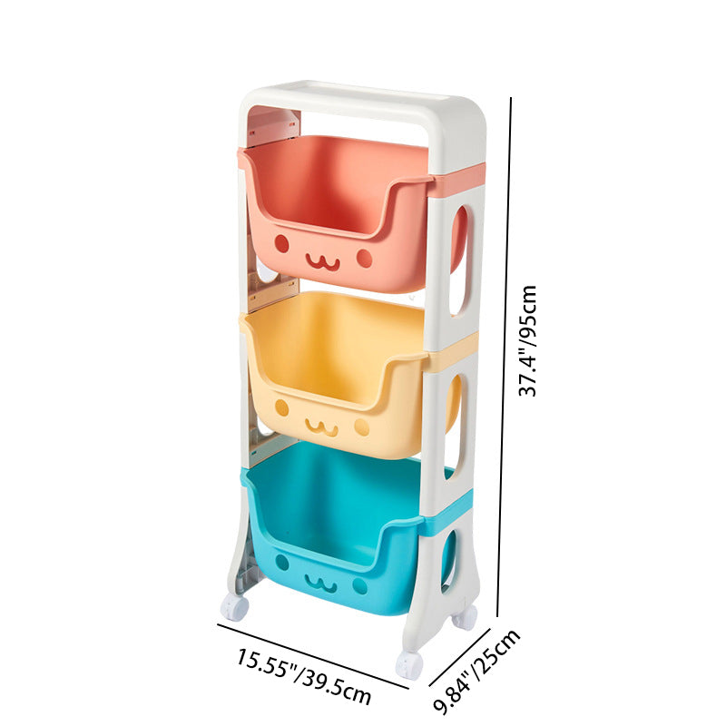 Contemporary Cat-Shaped Kids' PP Storage Shelf — Rectangular, 2/3/4-Tier Organizer for Living Room