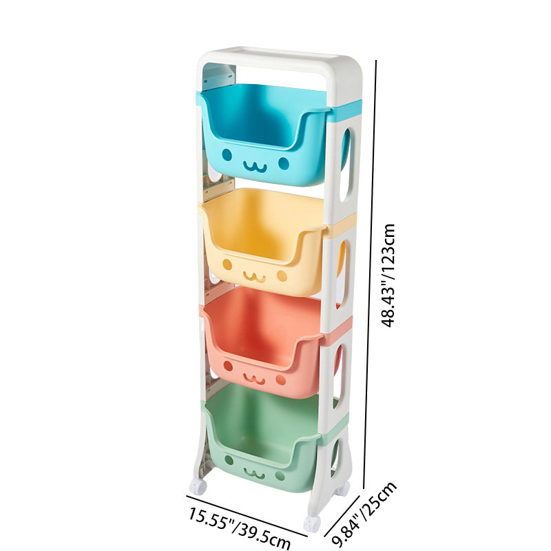 Contemporary Cat-Shaped Kids' PP Storage Shelf — Rectangular, 2/3/4-Tier Organizer for Living Room