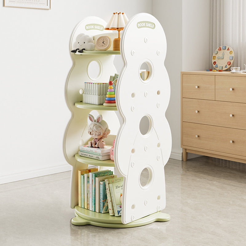 Contemporary Rectangular Christmas Tree-Shaped HDPE Rotatable 4-Tier Kids Bookshelves for Home Office