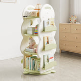 Contemporary Rectangular Christmas Tree-Shaped HDPE Rotatable 4-Tier Kids Bookshelves for Home Office