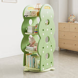 Contemporary Rectangular Christmas Tree-Shaped HDPE Rotatable 4-Tier Kids Bookshelves for Home Office
