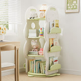 Contemporary Rectangular Christmas Tree-Shaped HDPE Rotatable 4-Tier Kids Bookshelves for Home Office