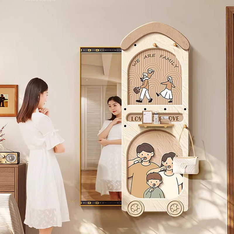 Contemporary Rectangular Arch Full-Length Mirror with Medium-Density Fiberboard Glass Accent for Entryways