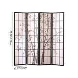 Traditional Japanese Rectangular Room Divider - Foldable Pine Wood Grid Screen with Non-Woven Fabric for Living Room