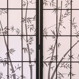 Traditional Japanese Rectangular Room Divider - Foldable Pine Wood Grid Screen with Non-Woven Fabric for Living Room