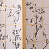 Traditional Japanese Rectangular Room Divider - Foldable Pine Wood Grid Screen with Non-Woven Fabric for Living Room