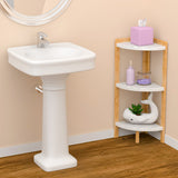 Modern Minimalist Cylindrical Fan-Shaped 3-Tier Bamboo and MDF Corner Shelf Unit for Living Room