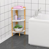 Modern Minimalist Cylindrical Fan-Shaped 3-Tier Bamboo and MDF Corner Shelf Unit for Living Room