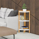 Modern Minimalist Cylindrical Fan-Shaped 3-Tier Bamboo and MDF Corner Shelf Unit for Living Room
