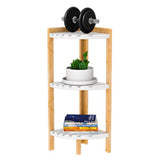 Modern Minimalist Cylindrical Fan-Shaped 3-Tier Bamboo and MDF Corner Shelf Unit for Living Room