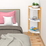 Modern Minimalist Cylindrical Fan-Shaped 3-Tier Bamboo and MDF Corner Shelf Unit for Living Room